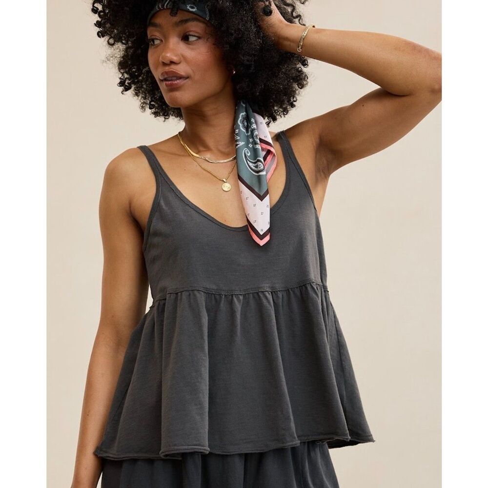 NEW Aerie American Eagle womens XS S tank happiest tunic top shirt black grey